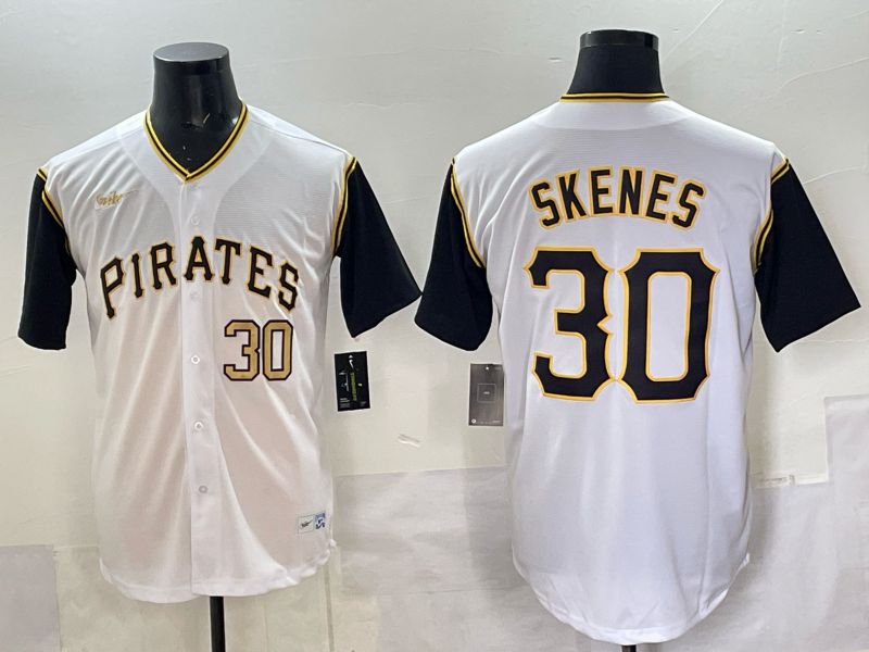 Men 2025 Pittsburgh Pirates #30 Skenes White Throwback Game Nike MLB Jersey style 013->women nfl jersey->Women Jersey